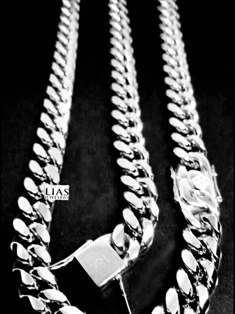 18K Sterling Cuban Link Chain Necklace - Silver Tone
